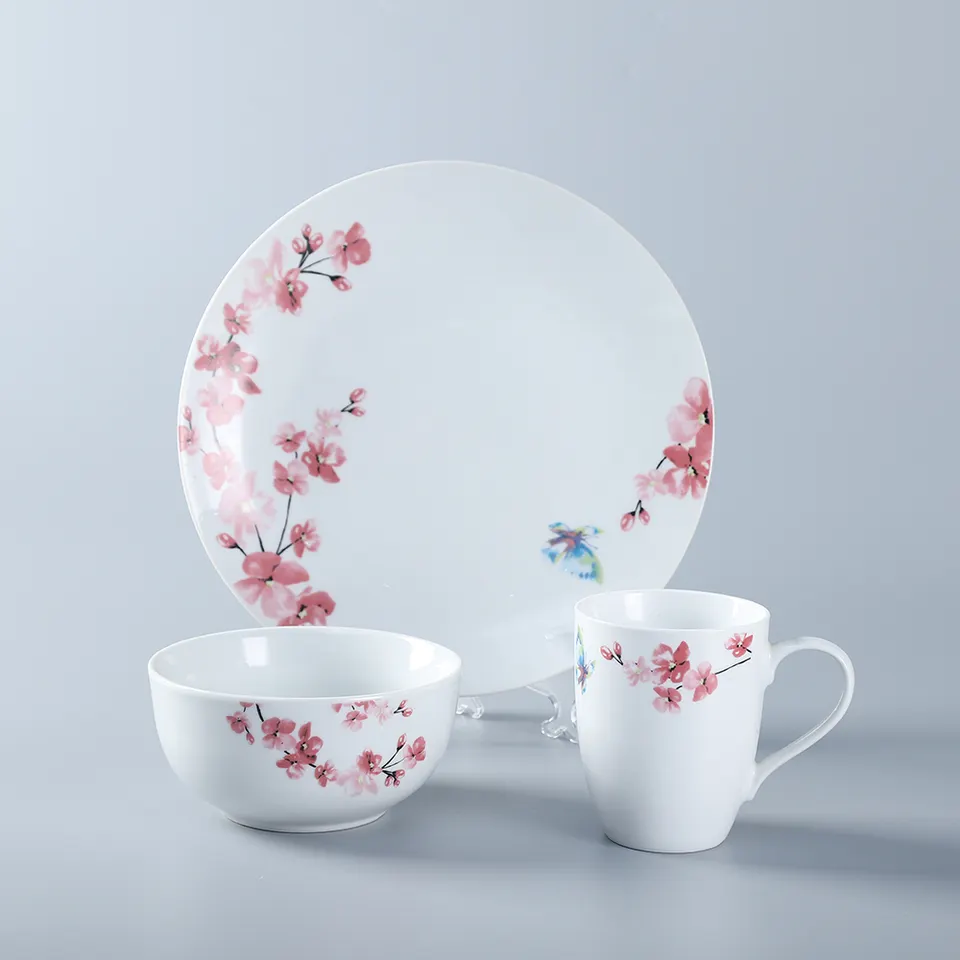 Set Peralatan Makan Seramik Cetakan Cherry Blossom